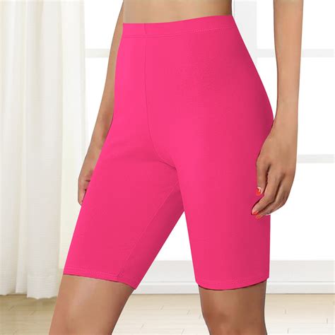 Pink Leggings For Womens Workout High Waist Comfy Elastic Band Solid Active Yoga Shorts Pants