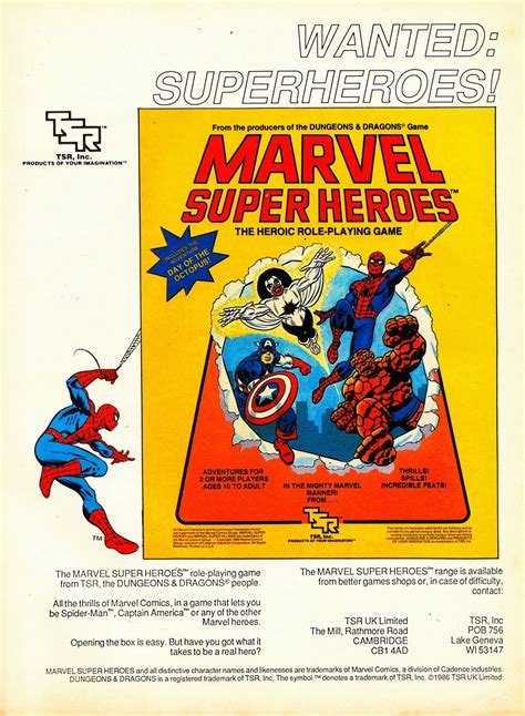 STARLOGGED - GEEK MEDIA AGAIN: 1986: MARVEL SUPER HEROES RPG ADVERT (TSR)