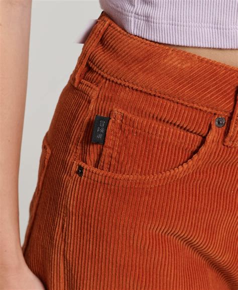 Womens Vintage Wide Leg Cord Trousers In Cinnamon Superdry Uk