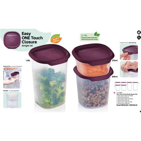 Ready Stock Pcs No Box Tupperware One Touch Fresh Small Square Set