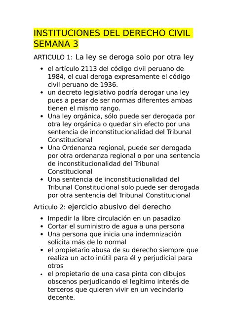 Instituciones Del Derecho Civil Semana Instituciones Del Derecho