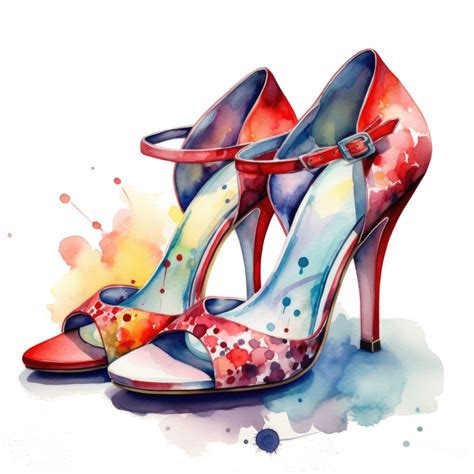 Watercolor Fashion Shoes Illustration Png