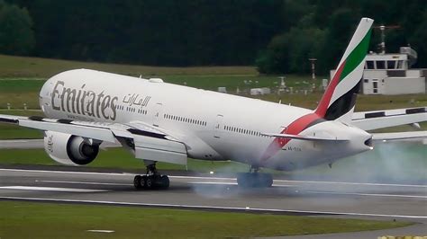 Emirates Boeing 777-300ER Firm Landing at Hamburg Airport! - YouTube