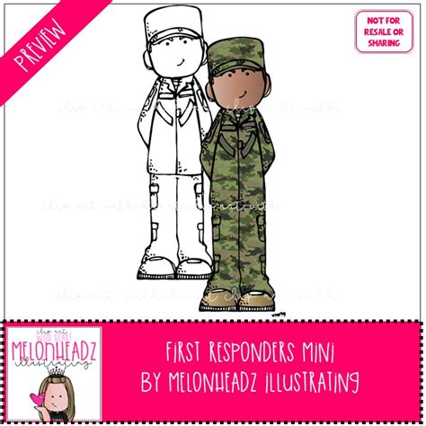 First Responder Clip Art Digi Stamp Mini Melonheadz