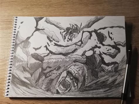 I tried to draw Levi vs Beast Titan. : r/attackontitan