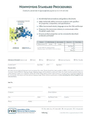 Fillable Online Inda Nonwovens Standard Procedures Indaorg Fax Email