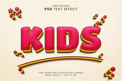 Effet De Texte Pour Enfants Avec Un Style R Tro Vintage Psd Premium