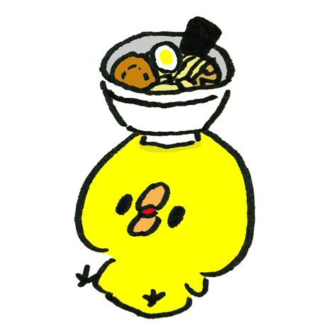 頭の上にラーメンを乗せたひよこのイラスト ゆるくてかわいい無料イラスト素材屋「ぴよたそ」