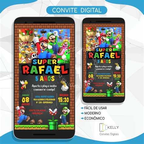 Convites Digitais Super Mario Elo Produtos Especiais