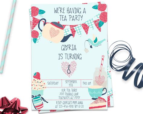 Tea Party Invites Tea Party Invitations ID130 | Etsy