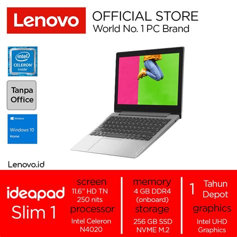 Jual Lenovo IdeaPad Slim 1 05ID Celeron N4020 Win10 4GB 256GB SSD 11 6