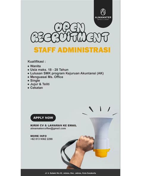 Lowongan Kerja Oktober Staff Admin Almamater Coffee Eatery Di Solo