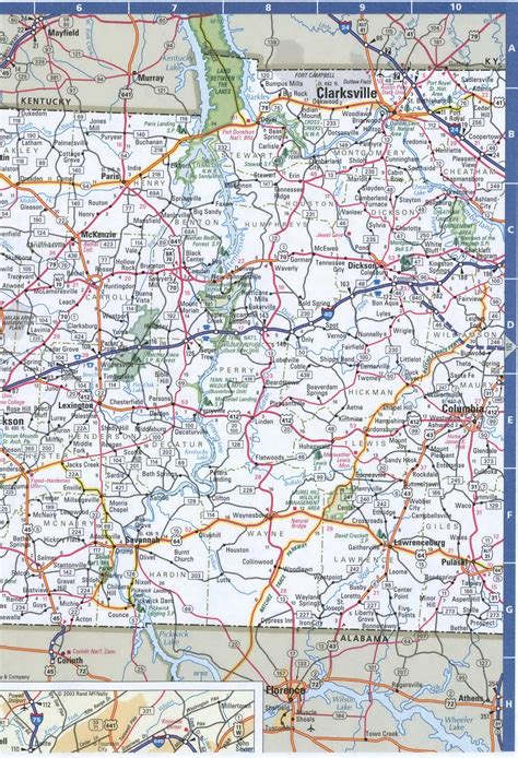 Map of Tennessee Western, Free highway road map TN with cities towns ...