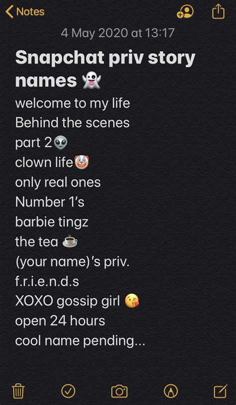 Snapchat Priv Story Name Ideas👻🤡 One Word Instagram Captions