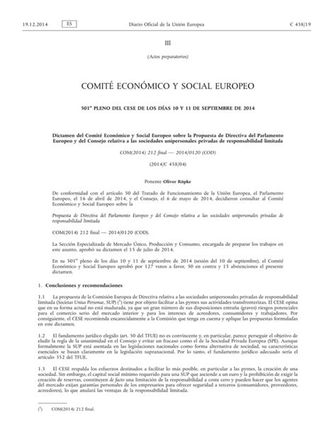 Dictamen Del Comité Económico Y Social Europeo Sobre La