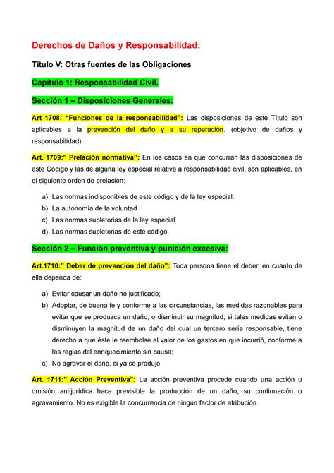 Mi Apunte Daños Y Responsabilidad Derechos De Daños Y