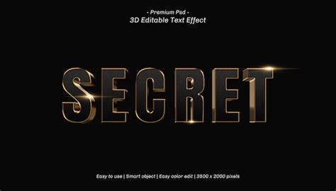 Premium Psd 3d Secret Editable Text Effect