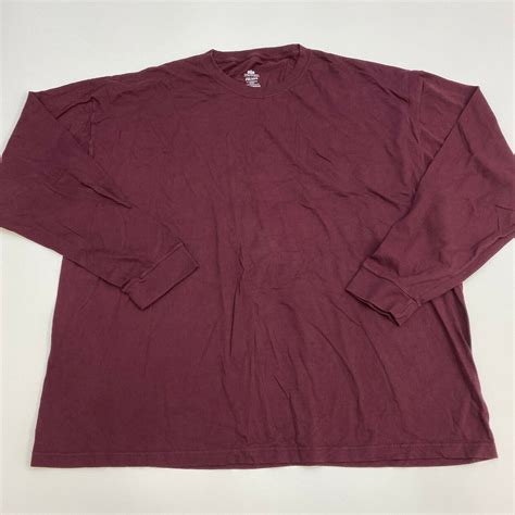 Stafford Long Sleeve Shirt Mens Xxl Maroon Cotton Casual T Shirts