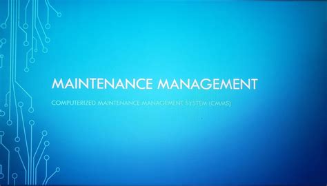 Computerized Maintenance Management System Cmms