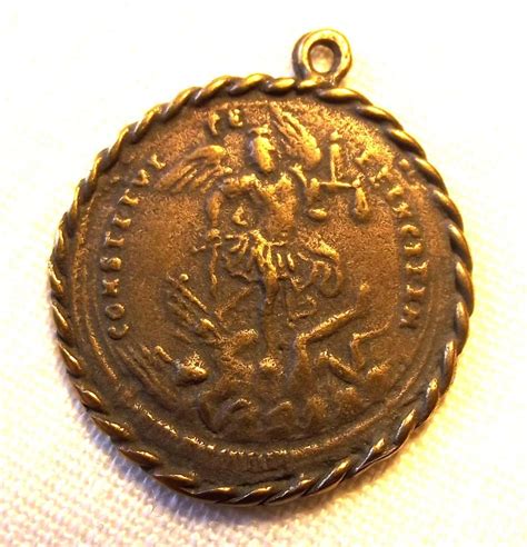 Bronze Blessed Virgin Mary And St Michael Medal Vp1257 Etsy