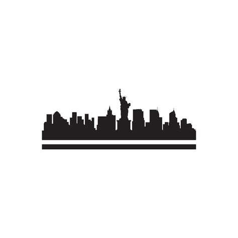 Premium Vector New York City Skyline Horizontal Banner Black And