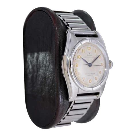 Rolex Steel Classic Bubble Back With Original Dial And Ladder Bracelet 1949 For Sale At 1stdibs