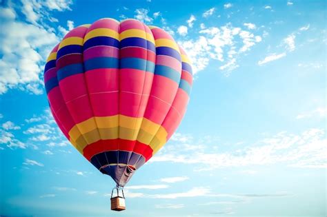 Premium Photo | Colorful hot air balloon flying on sky.