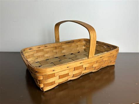 Vintage Basketville Wood Gathering Foraging Basket With Handle Putney