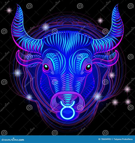 Neon Signs Of The Zodiac Taurus Stock Illustration Illustration Of