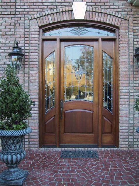 Hand Made Mahogany Stained Glass Door Charlotte Nc By The Looking Glass