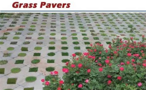 Grey Square Grass Concrete Paver Block For Landscaping Thickness