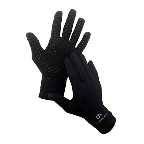 Guantes Full Hand De Compresión Copper Heal Color Negro Para Artritis