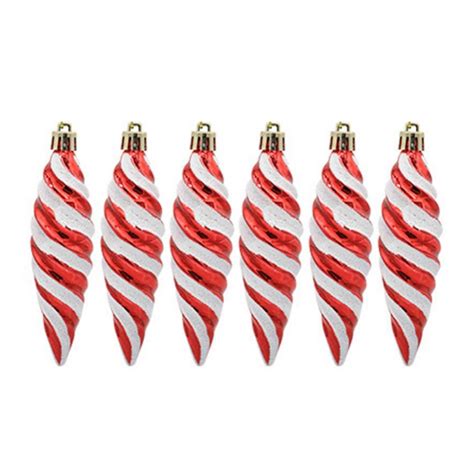 6 Pieces Christmas Glitter Hanging Candy Ornaments Colorful Xmas Candy Cane Peppermint Tree