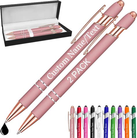 WBgjsnklbnl Personalized Pens With Name 2 Pack Custom Rose Gold Pens