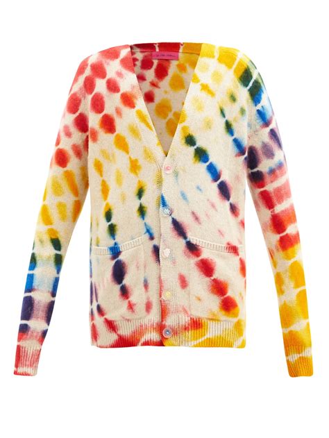 Red Illusion Tie Dye Cashmere Cardigan The Elder Statesman