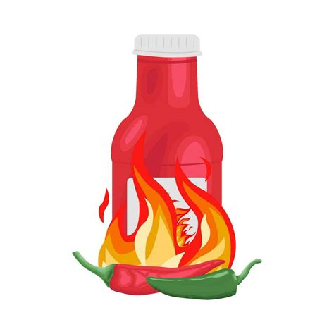 Hot Fire Hot Chili With Bottle Sauce Illustration Vector Art At Vecteezy