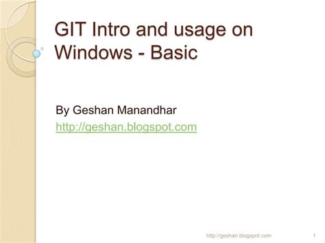 Git Intro Hands On Windows With Msysgit Ppt