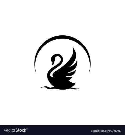 New Luxury Stylish Spreading Wings Swan Logo Vector Image Swan Tattoo