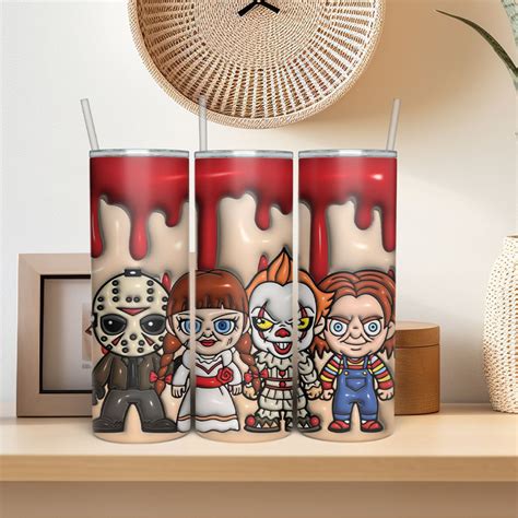 Horror Characters Tumblers Wrap Halloween Horror Tumblers D