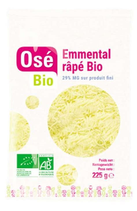 Emmental râpé au lait pasteurisé BIO 27 MG Osé Bio 200 g