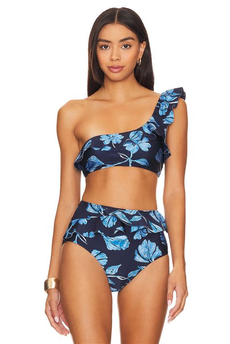 Patbo Nightflower One Shoulder Bikini Top In Indigo Revolve