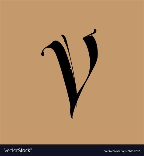 Letter v in gothic style alphabet the symbol vector image on ...