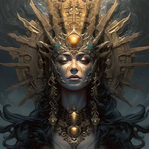 Premium Ai Image A Woman With A Golden Crown And A Gold Crown On Her