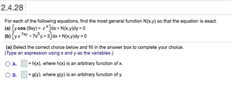 Solved 2 4 28 For Each Of The Following Equations Find The