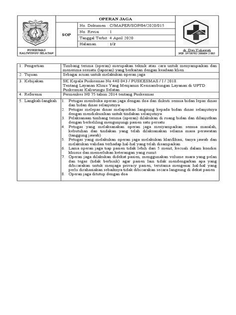 Sop Operan Jaga Pdf
