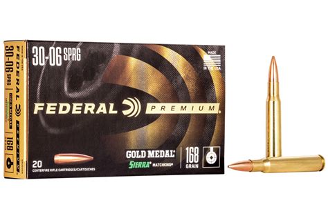 Federal Gm3006m 30 06 Springfield 168 Gr Sierra Matchking Bthp Gold Medal 20 Box Sportsman S