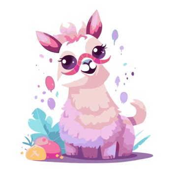 Llama Clipart Cute Cartoon Llama With Big Eyes And Pink Nose With