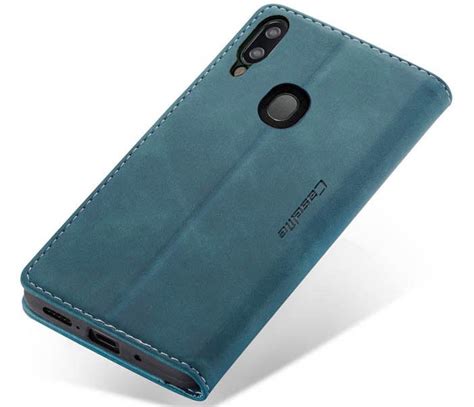 CaseMe Samsung Galaxy A20 Wallet Magnetic Flip Leather Case Blue