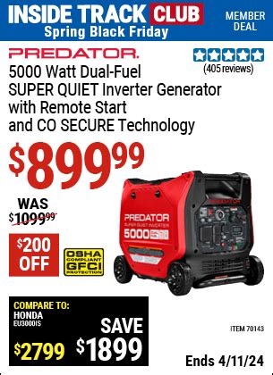 Predator Watt Dual Fuel Super Quiet Inverter Generator With Remote