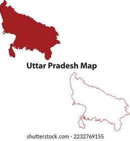 Vektor Stok Uttar Pradesh Vector Map Uttar Pradesh Tanpa Royalti